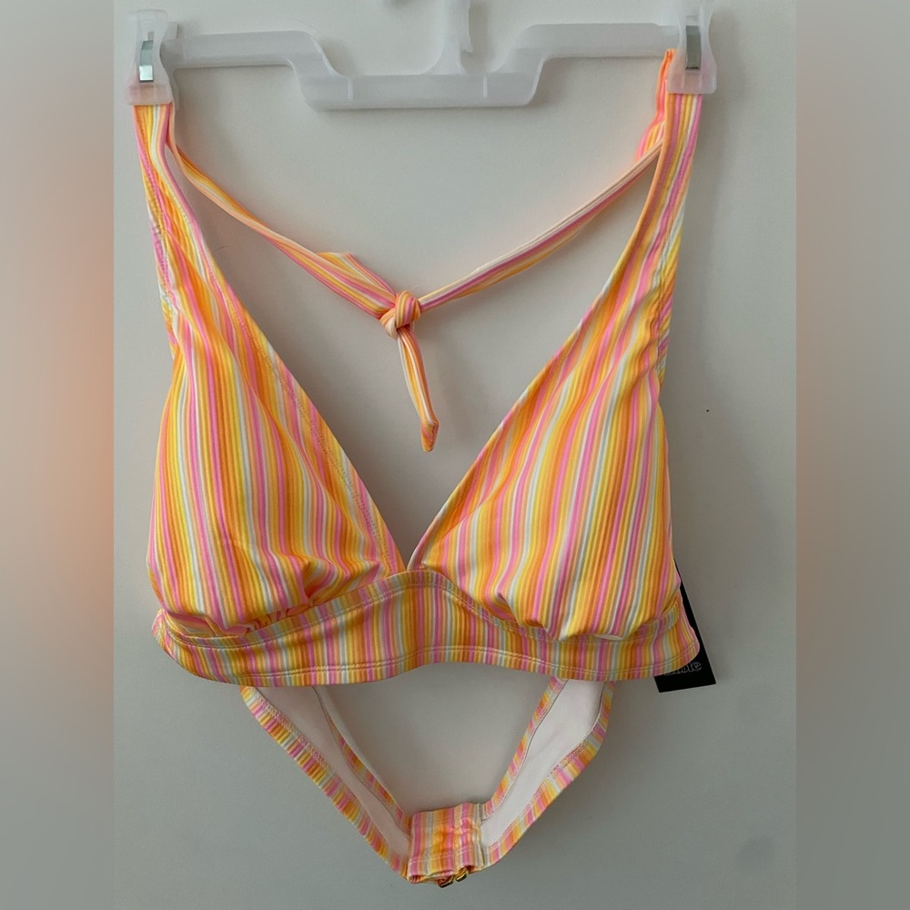 Wild Fable Women's Tall Triangle Bikini Top Orange Striped 2X NWT